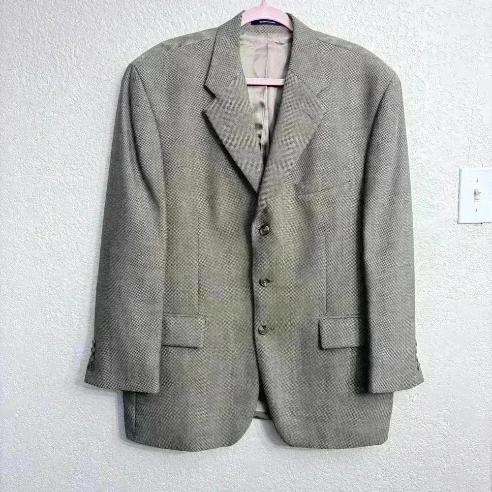 Ralph Lauren Houndstooth Silk Wool Blend Sport Blazer Jacket - Size 44R